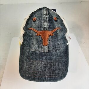 🔥NWT Texas Longhorns Wrangler Colosseum Athletics denim look mesh snapback hat